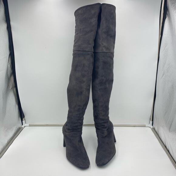 Stuart Weitzman Grey Suede Hardy 90 Over The Knee Thigh High Boots Size 8.5 - Picture 2 of 12